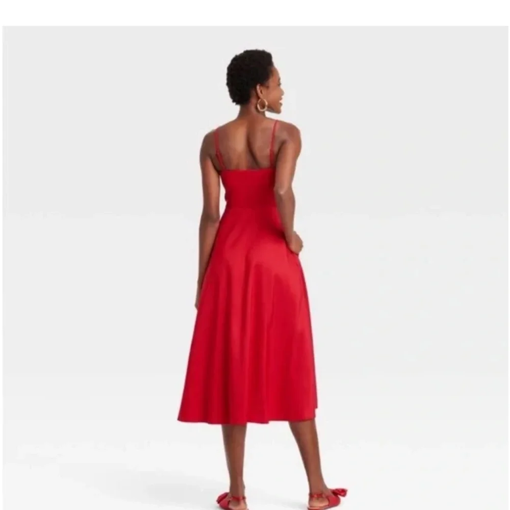A New Day Red Ruched Sweetheart Midi Dress - Picture 2 of 6